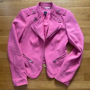 White House Black Market Pink Moto Jacket size 4